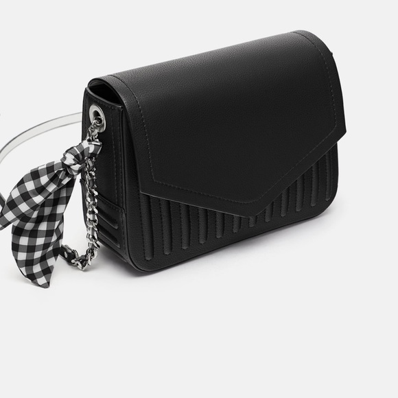 Zara Handbags - Zara black crossbody bag mini scarf detail